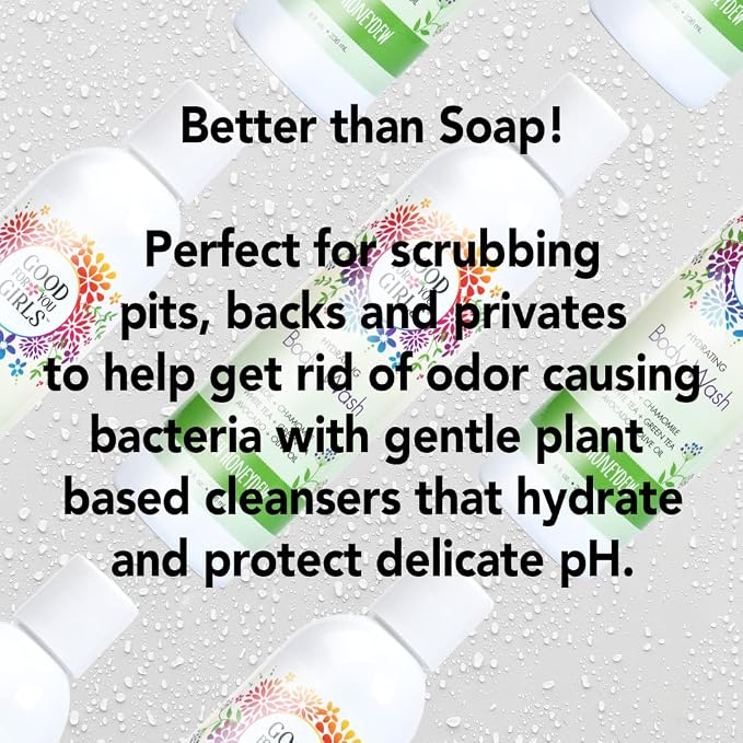 Good For You Girls Natural Body Wash with Aloe, Avocado & Jojoba Oils,Shower Gel Body Wash for Girls to Adults, Vegan and Paraben Free, Honeydew Scent (8 Fl oz)