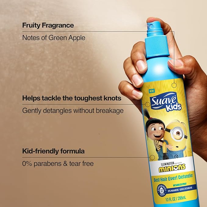 Suave Kids + ChapStick Minions 4-Piece Bundle – 3-in-1 Shampoo, Conditioner & Body Wash, Coco-Craze Slime, Hair Detangler Spray, and Banana-Flavored Lip Balm Set