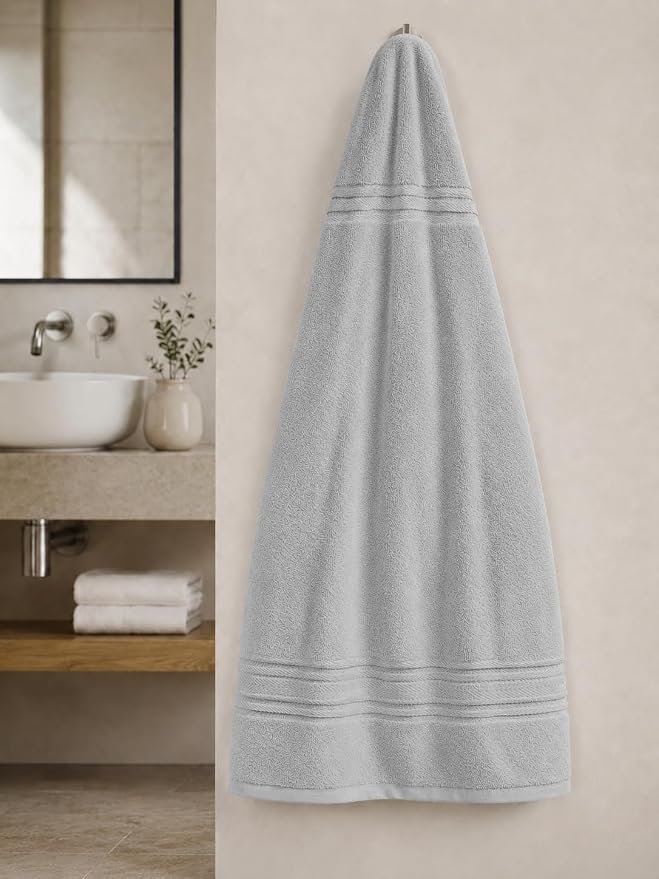 Terry Bath Sheet Set of 6 L Grey Bath Towels Set 35x70 Inches, 100 Combed Long Staple Cotton 600 GSM Highly Absorbent Ultra Soft Oversized Large Luxury Hotel & Spa Quality Bathroom Towels Set
