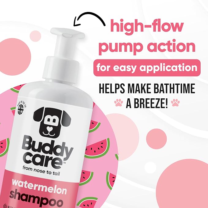 Watermelon Dog Shampoo by Buddycare | Dry Skin & Itchy Skin Relief for Smelly Dogs | Deep Cleansing Shampoo for Dogs Puppy Sensitive Skin | Dog Shampoo & Conditioner | with Aloe & Vitamin B5 (16.90oz)