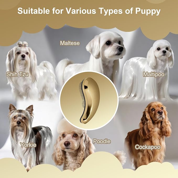 Small Dog Brush- Grooming Tool for Teddy, Yorkies, Maltese, Shih Tzu, Chihuahua - Puppy Hair Brush - (Rose Gold)