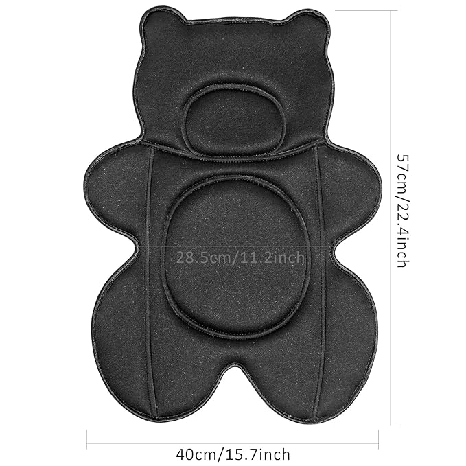 Infant Baby Bath Cushion,Fits Inside Most Baby Bathtubs, Breathable Soft Baby Bath Support Seat,Baby Bath Pad Bath Pillow for Bathtub,Newborn Bath Mat with 4 Suction Cups (Black)