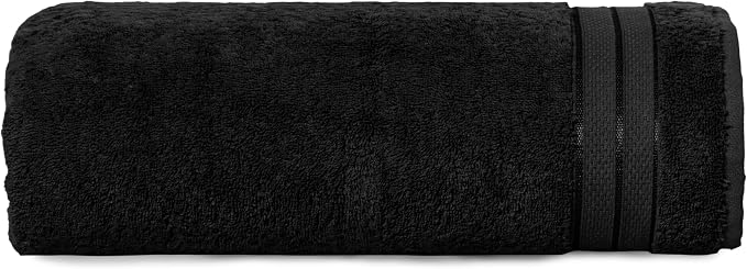 Elegant Comfort Three Line Popcorn Towel Set for Bathroom 35 x 70 inches, Premium Hotel Quality 1-Pack Jumbo Towels, 100% Turkish Cotton, Soft and Durable, Quick Dry and Highly Absorbent, Black