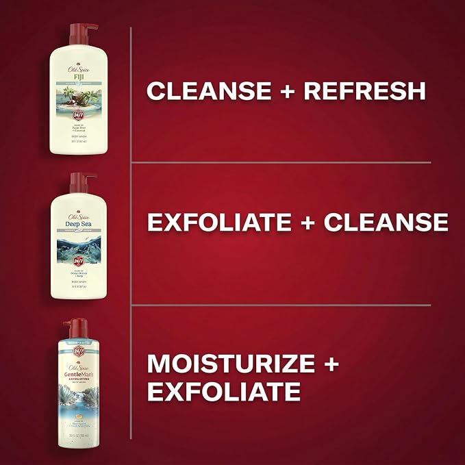 Old Spice GentleMan's Exfoliating & Moisturizing Body Wash for Men, 24/7 Shower Fresh with Long Lasting Scent, Renewing Vitamin B3 Blend, Sandalwood + Aloe Vera Scent, 26 oz