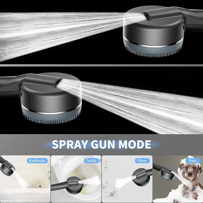 High Pressure Filtered Shower Head - Handheld Showerhead Drops Combo for Hard Water | 3 Modes with 3 Replacement Filters, 59" Extra Long Hose & Adjustable Bracket for Dry Skin & Hair Protection