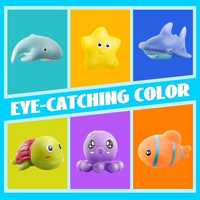 Hely Cancy Bath Toys for Kids - No Hole Baby Bath Toys, 1 Year Old Bath Toys for Infant Boys Girls Shower Water Pool Toys