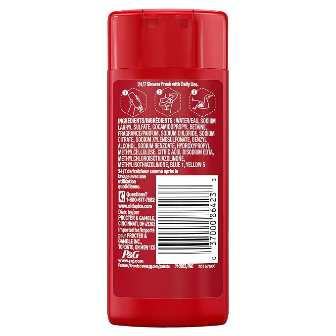 Old Spice Refreshing Body Wash for Men, 3X Defense, 24/7 Shower Fresh with Long Lasting Scent, Travel Size, Red Collection, Swagger with Cedarwood Scent, 3 fl oz