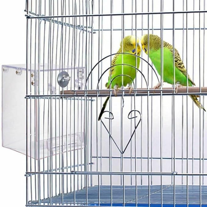 GURECOD Hanging Bird Bath Cube Bird Bathtub Bath Shower Box Bowl Cage Accessory for Little Bird Canary Budgerigar Parrots Crested Myna Cockatiel Lovebird Parakeet Bath (X L)