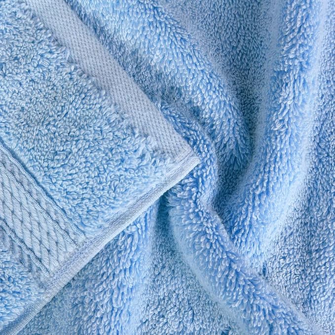 Superior Egyptian Cotton Plush & Absorbent, Face Towel Set of 6, Light Blue | Quick Dry, Soft Luxury Towel Set, Bath Essentials for Bathroom, Guest Bath, Spa, 2 Piece Face, Madeline Towels