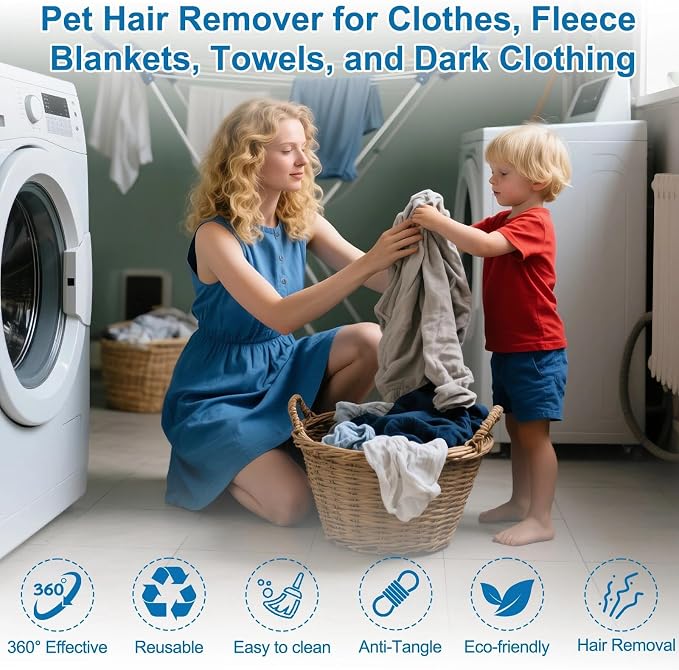 20Pcs Pet Hair Remover for Laundry - 1.4 inch Mini Ball Lint Traps for Washing/Dryer Machine, Effective Cat Dog Laundry Pet Hair Catcher for Clothes, Sheets, Towels, Not Damage Fabric