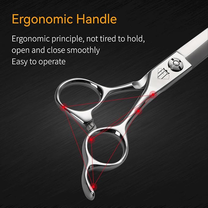 Dog Grooming Scissors: Professional Grooming Scissors for Pet High Precision CNC-Cut Blades, Silver (Straight, 7")