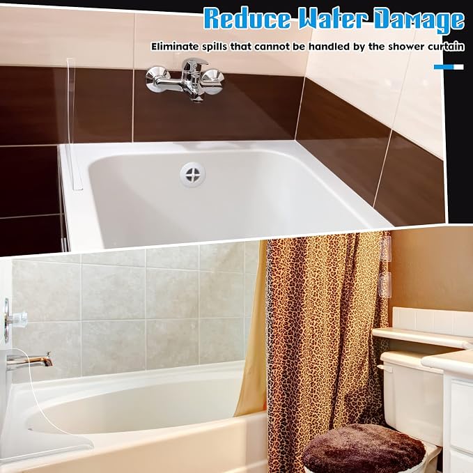 8 Pieces Bathtub Shower Splash Guards Curtain Clips Set for Shower Liners and Curtains to Keep Water Windproof Acrylic Adhesive Splash Holder (Clear)