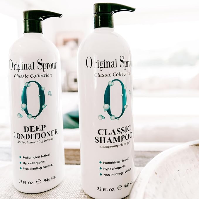 Original Sprout Classic Shampoo for All Hair Types, Gentle Sulfate Free & Vegan Hair Cleanser for Kids and Adults, Tear Free Formula, 32 fl oz