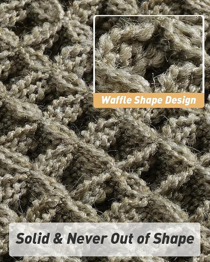 Upgraded Waffle Bath Mats Set of 2, Super Absorbent Non Slip Bath Mats for Bathroom Floor, Washable Boho Bathroom Rugs Set 2 Piece with Tassels, Soft Bathroom Mat Set, 18" x 30" (2 Pack), Green
