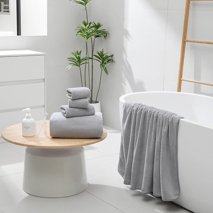 YTYC Towels, 39x78 Inch Oversized Bath Sheets for Adults Luxury Extra Large Bath Towels Sets of 6 Super Soft Shower Towels for Bathroom Microfiber 80% Polyester(Silver Grey,6 Piece)