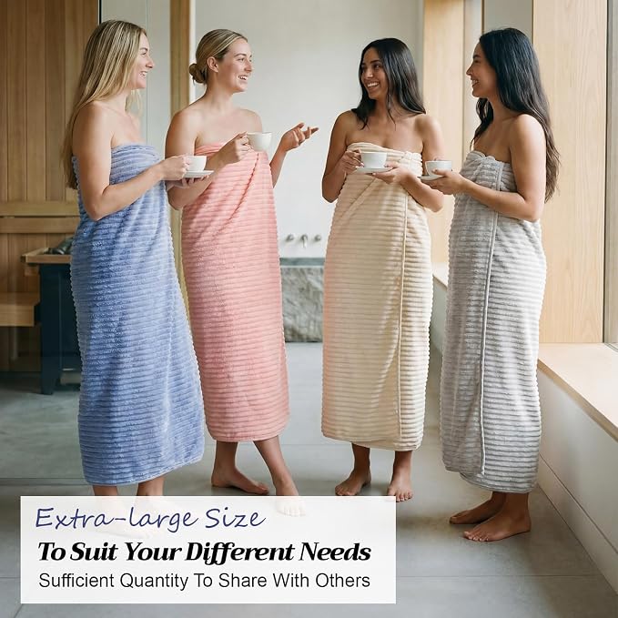 4 Pcs Extra Large Bath Towel Set 40x80'' Oversized Bath Sheet for Adult Microfiber Quick Dry Fluffy Absorbent Blanket with Hanging Loop for Pool Gym Body Shower(Pink, Beige, Gray, Blue)