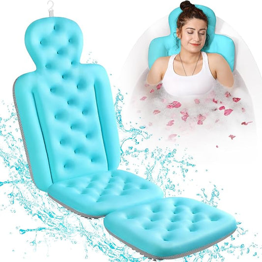 Full Body Bath Pillow for Bathtub, Thick Bathtub Cushion, Luxury Tub Pillow for Bath for Headrest Neck and Back Support Ocean Blue 56" x 16"