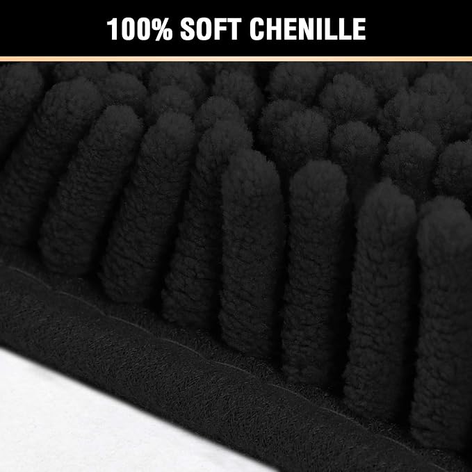 H.VERSAILTEX Microfiber Bath Rugs Chenille Floor Mat Ultra Soft Washable Bathroom Dry Fast Water Absorbent Bedroom Area Rugs, 24 x 42 - Inch, Black