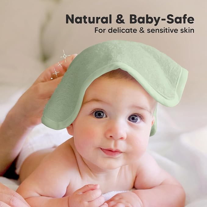 6-Pack Baby Washcloths, Soft Absorbent Washcloths for Face, Body (Pistachio) | Viscose from Bamboo Washcloths, Baby Towels, Newborn, Kids, Toddlers, Infant, Gentle on Sensitive Skin, 10x10, Reusable