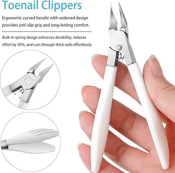 Nail Clippers for Thick Fingernails, Slant Straight Blade Toe Nail Clippers for Thick Toenails, Angled Head Large Toenail Clippers Set for Men Women Seniors, Wide Jaw Long Handle Nail Cutter - 5 Pack