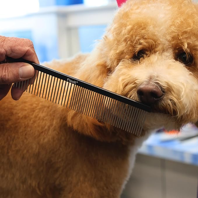 FlexIt Dog Grooming Comb - Perfect for Use with FlexIt Flexible Slicker Brush for Dogs - Built for Poodles, Golden Doodles, Huskies, Retrievers, and Labradoodles (Comb Only)