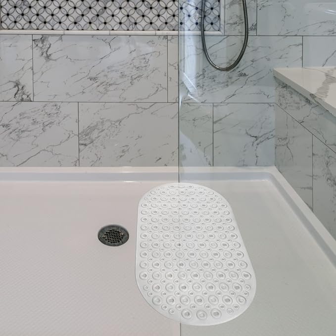 DecorRack Oval Bathtub Mat, Non-Slip PVC Shower Mat with Safety Suction Cups, Latex Free Quick Draining Design, 27 x 15 inches
