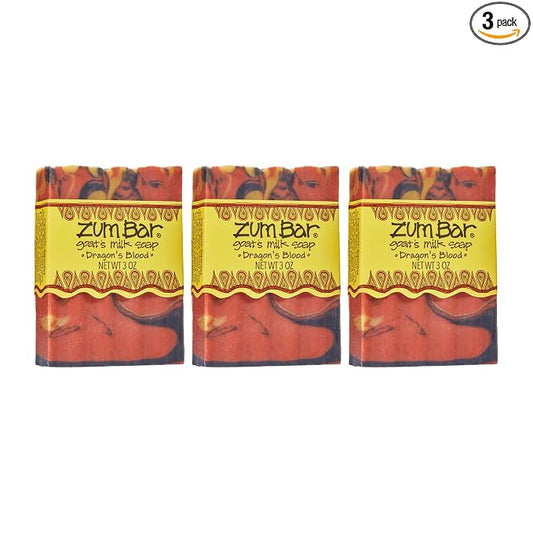 Zum Indigo Wild Goat's Milk Soap Bar - Bar Soap for Hands & Body Made with Essential Oils - 3 oz - Dragon's Blood (3 Pack)