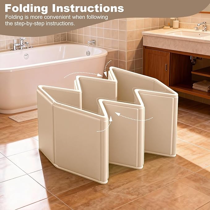 Foldable Dog Bathtub for Small to Medium Dogs & Cats, Collapsible Pet Bath Tub with Side Drain Plug, Portable Puppy Wash Tub, Rigid Panels, Fold-Flat for Carry & Storage
