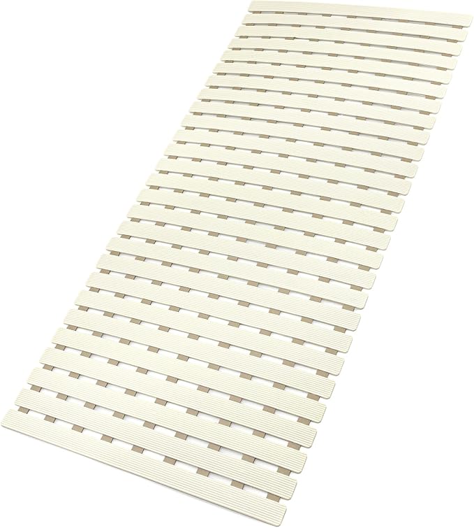 MBOSS Bath Tub Shower Mat Non Slip Bathtub Mats for Bathroom Shower Floor Mat Bath Mats for Shower Tub Anti Slip Shower Mat with Drain Hole and Large Suction Cups (Ivory White, 37.5 X 15.7 Inch)