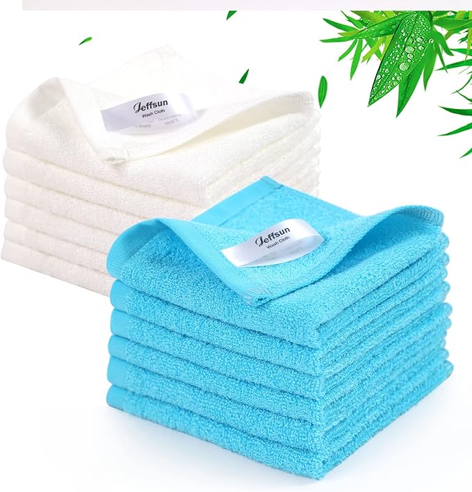 Baby Washcloths 12 Pack, 10x10 inch Heavenly Soft Wash Cloths for Face and Body, Gentle & Safe White Face Towel on Sensitive Skin, Baby Essentials Bath Shower Gifts for Boy Infant Kid Toddler Child