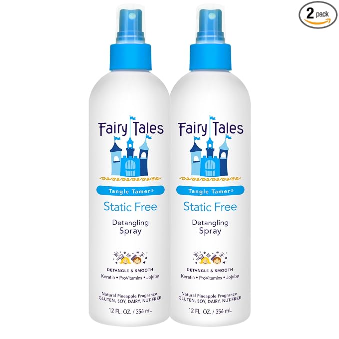 Fairy Tales Tangle Tamer Static Free Detangling Spray - Detangler Spray for Kids - Paraben Free, Sulfate Free, Gluten Free, Nut Free - 12 oz (2 pack)