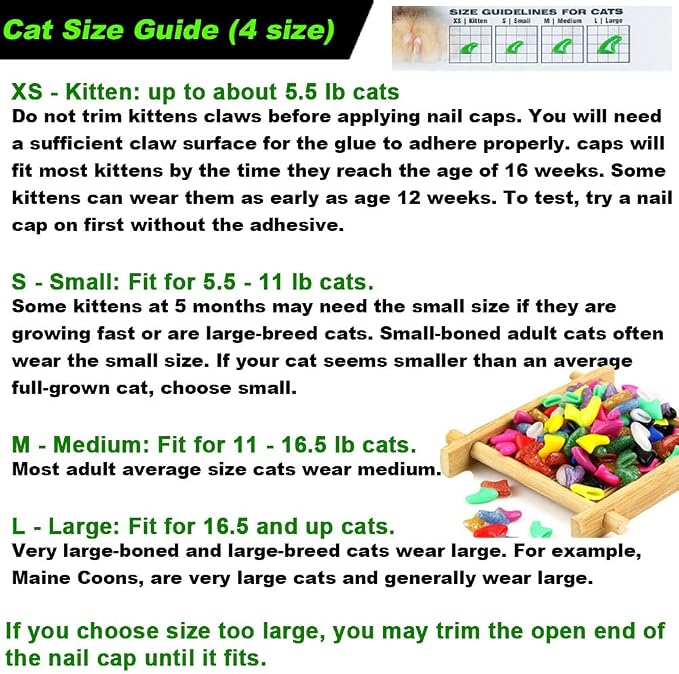 VICTHY 100pcs Cat Nail Caps with Clipper Set, Cat Nail Clipper + Nail Covers with Adhesive and Applicators Size Medium (5 COLORS)