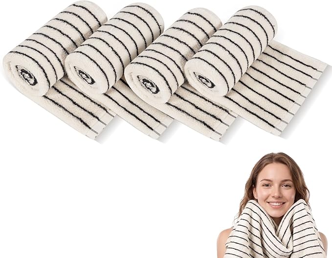 Bathroom Hand Towels Black and White Striped Hand Towels for Bathroom Premium Natural Cotton Hand Towels Soft Quick-Dry Face for Gym, and Spa 14”x 29” （4 PC