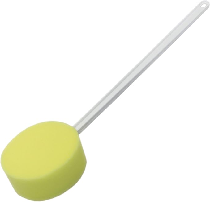 Rehabilitation Advantage Long Handle Bath Sponge – 18" Extra Long Handle, 5" x 2” Soft Yellow Sponge | Personal Hygiene & Mobility Aid for Seniors, Disabled, or Limited Reach