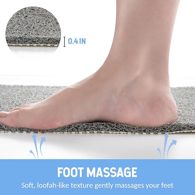 Hargiis Non-Slip Bathtub Mat, Anti Slip Shower Mat, Fast Drying Bathtub Mats, Foot Scrubber Mat, Anti Slip Mat for Tub, Floor, Bathroom, Kitchen, Home, Hotel (Grey 71"×24")