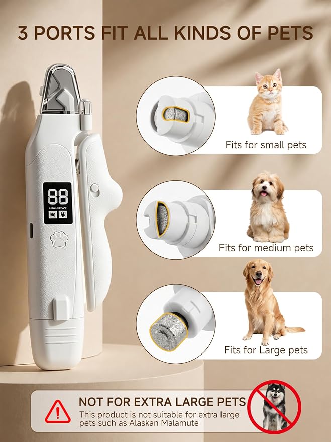 Dog Nail Clippers with Light, 2-in-1 Nail Clipper & Grinder Trimmer for Large Medium Small Dogs Cats, USB Rechargeable, Dual LED Quick Sensor & Safety Guard Portable Home Pet Grooming Tool