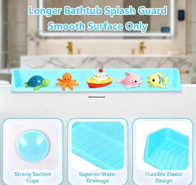 Bathtub Splash Guard for Kids, 2-in-1 Bath Toy Organizer Tub Shelf