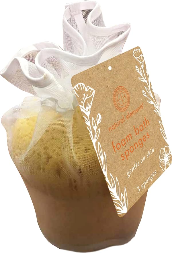 Natural Elements Foam Bath Sponges, Spa Experience at Home, Pack of 3