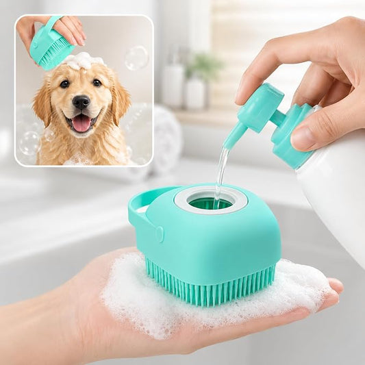 Soft Silicone Pet Bath Massage Brush for Dogs & Cats, Gentle Grooming Cleaning Tool for Puppy Kitten Washing, Blue