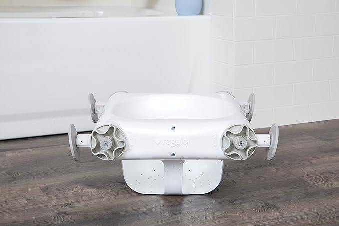Regalo Baby Basics™ Bath Seat, Award Winning Brand, Provides Support and Balance for Sit-Up Bathing, Includes Strong and Secure Suction Cup System, Drain Holes for Easy Clean Up, 0560 DS, White
