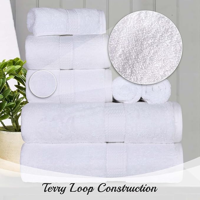 Superior Egyptian Cotton Plush & Absorbent, Bath Towel Set of 4, White | Quick Dry, Soft Luxury Towel Set, Bath Essentials for Bathroom, Guest Bath, Spa, 4 Piece Bath, Madeline Towels