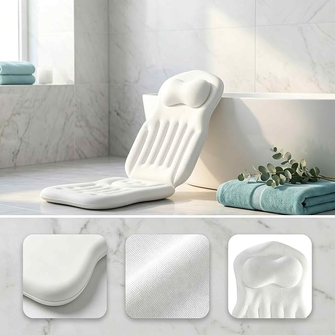 Bath Pillows for Tub Full Body, Luxury Bathtub Pillow Cushion, Bubble Bath Mat for Tub Spa