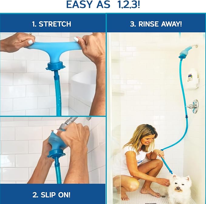 Rinseroo Dog Spot Washer – 6ft Slip-On Shower Hose for Easy Pet Rinsing, Fits Showerheads Up to 4” – Stress-Free Way to Clean Dogs Without a Full Bath, Shark Tank Product (Not for Tubs)