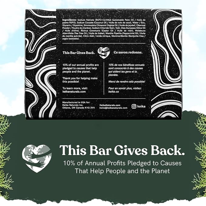Keika Charcoal Black Soap Bar for Eczema, Psoriasis, Face, Body, Men Women Teens with Oily Skin, 5 oz. (Charcoal, 12-Pack)