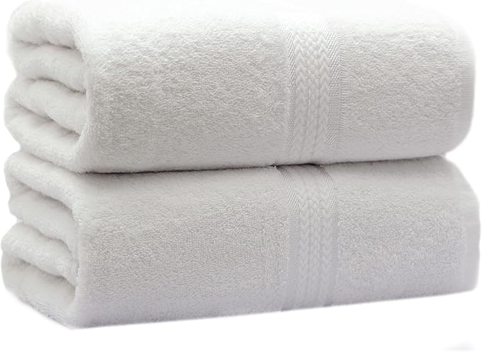 COTTON CRAFT Ultra Soft Bath Sheets - 2 Pack - 35 x 70 - Absorbent Quick Dry Everyday Luxury Hotel Bathroom Spa Gym Shower Beach Pool Travel Dorm - 100% Ringspun Cotton - 580 GSM - Easy Care - White