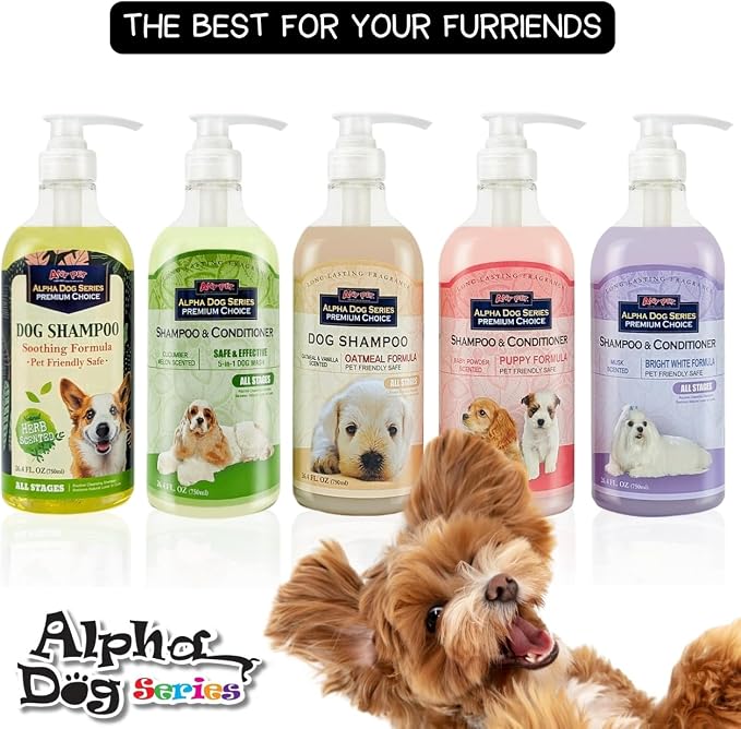 Natural Puppy Shampoo and Conditioner Tear Free with Aloe Vera, pH-Balanced Shampoo for Puppies, Tearless Dog Shampoo and Conditioner, Puppy Wash Sensitive Skin 26.4 Oz (Pack of 2)