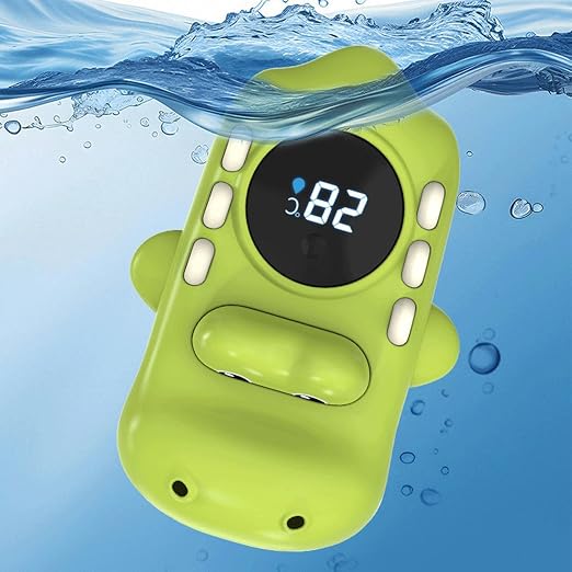 Ba by Bath Thermometer Digital Monitor, Crocodile LED Digital Bath Temperature Thermometer Gauge, Floating Measure Water-Spraying Toy with Screen for Bathroom Shower Pool Spa Hotel