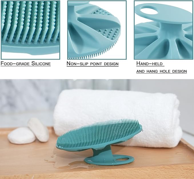 INNERNEED Silicone Body Cleansing Brush Exfoliating Scrubber, Pack of 4 | Gentle Massage, Deep Clean, Hygienic Shower Scrub Brush Soft Bristles for All Skin Types, Easy to Hold