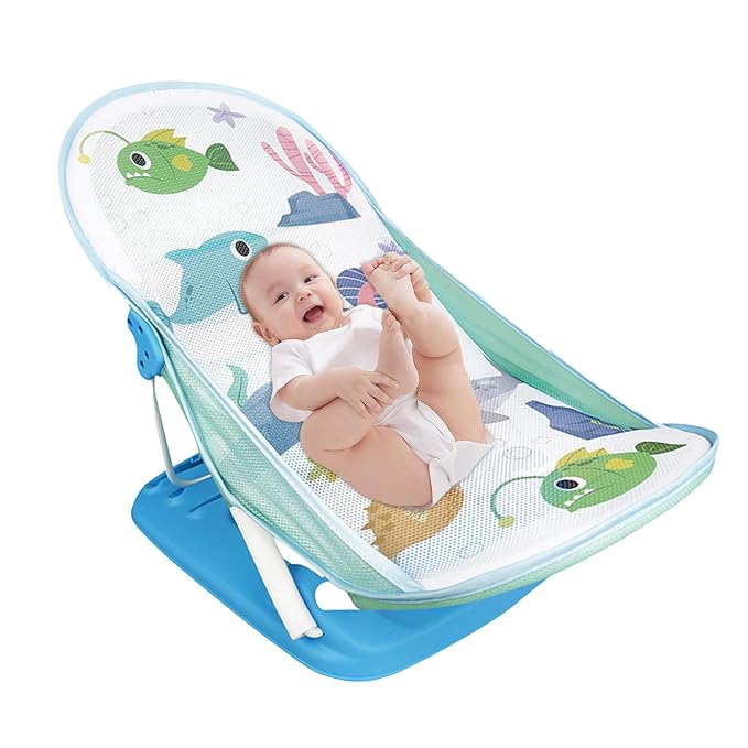 Toddler Folding Shower Rack – Portable Bath Seat, Foldable Baby Bather | Adjustable Infant Washing Support, Space-Saving Tub Station for Bathroom Counter Sink Home Use