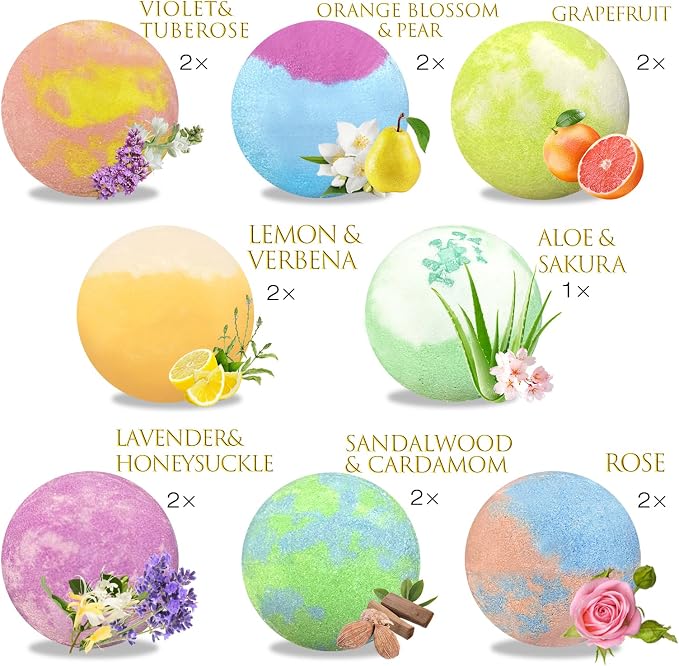 Bath Bombs for Women Gift Set, 15 Pcs Handmade Bubble Bathbombs, Shea & Coco Butter Dry Skin Moisturize, SPA Relaxing Gifts for Women & Men, Her, Girls, Wife, Birthday